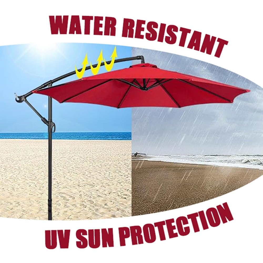 Copertura impermeabile per ombrellone da giardino da 2,7 m, resistente ai raggi UV, per ombrelloni da esterno a 8 stecche, protezione durevole e resistente alle intemperie, colore bianco