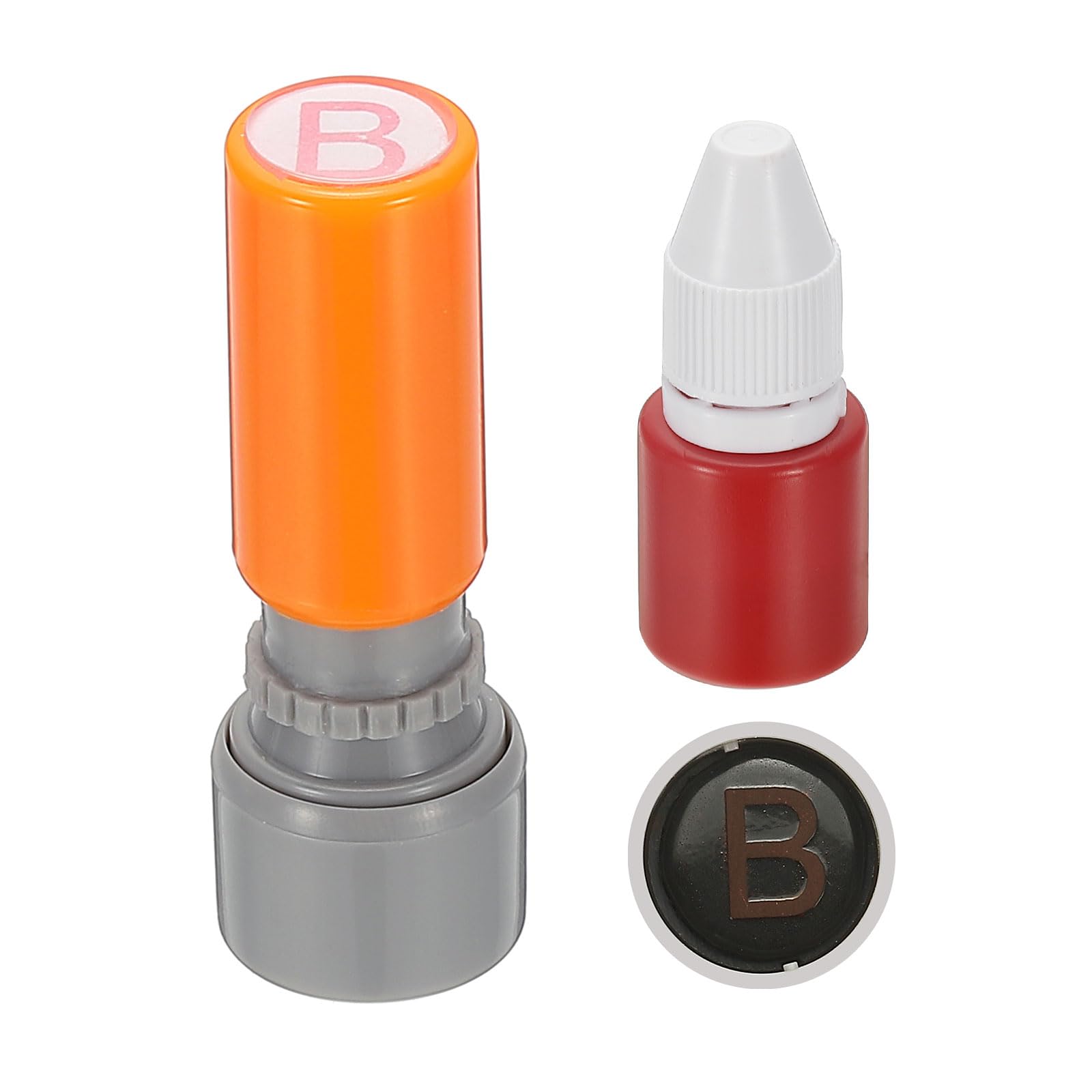 PATIKIL Letter Stamps Self Inking, Character Alphabet B Teacher Initial Ink Stamp Red Ink for Class Notebook Scrapbooking DIY Craft, Orange
