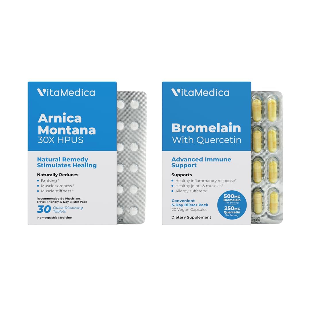 Sponsored Ad - VitaMedica Arnica and Bromelain Blister Packs Bundle | for Post Surgery and Muscle Recovery | Bruise Relief | Plant Based Natural Formulas | 2 Product Bundle for Healing Support | 5 Day Supply