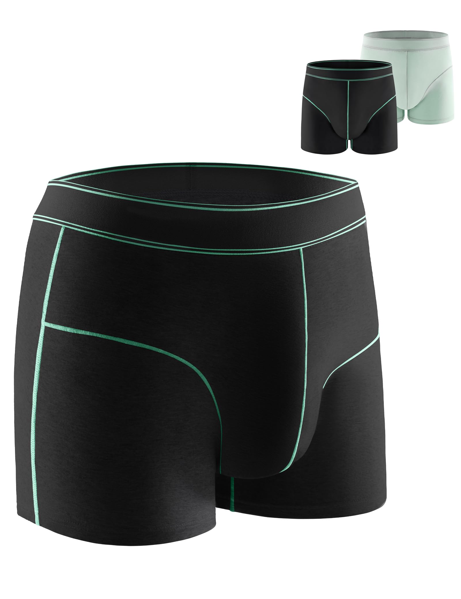2 Pack Carer Washable Incontinence Underwear for Men, Black/Green, L | 100ml Front Absorb…
