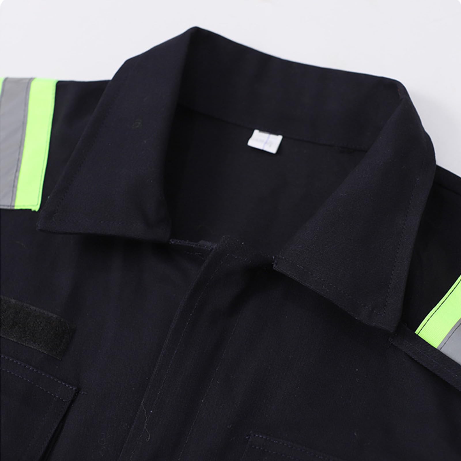 Mono De Trabajo De Manga Larga Algodón Zip-Front, Workwear Mono Con Raya Reflectante