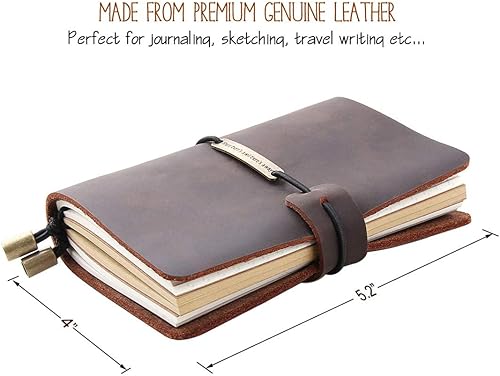 Miniatura 2 de Diario de piel hecho a mano vintage cuaderno de viajero portátil pluma estilográfica recargable tamaño de bolsillo 52 x 4 pulgadas Coffee