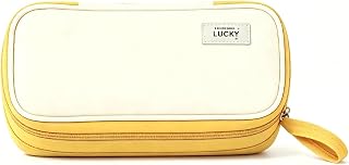 Large Pencil Case with Durable Zipper, with Multiple Compartments | Sturdy zipper | Stationery set fits pens, markers | Clear design | Great for office, travel, college (Yellow)
