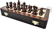 Vista 2 de House of Chess - Juego de ajedrez de viaje plegable magnético de madera de 12 pulgadas - 2 caballeros adicionales, 2 peones adicionales, 2 reinas
