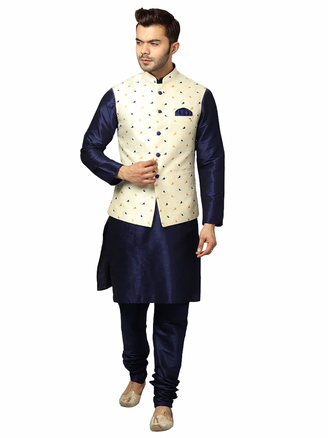 Uri and MacKenzie Men’s Silk Blend Kurta Pajama with Designer Ethnic Nehru Jacket/Modi Jacket Uri and MacKenzie Men’s Silk Blend Kurta Pajama with Designer Ethnic Nehru Jacket/Modi Jacket