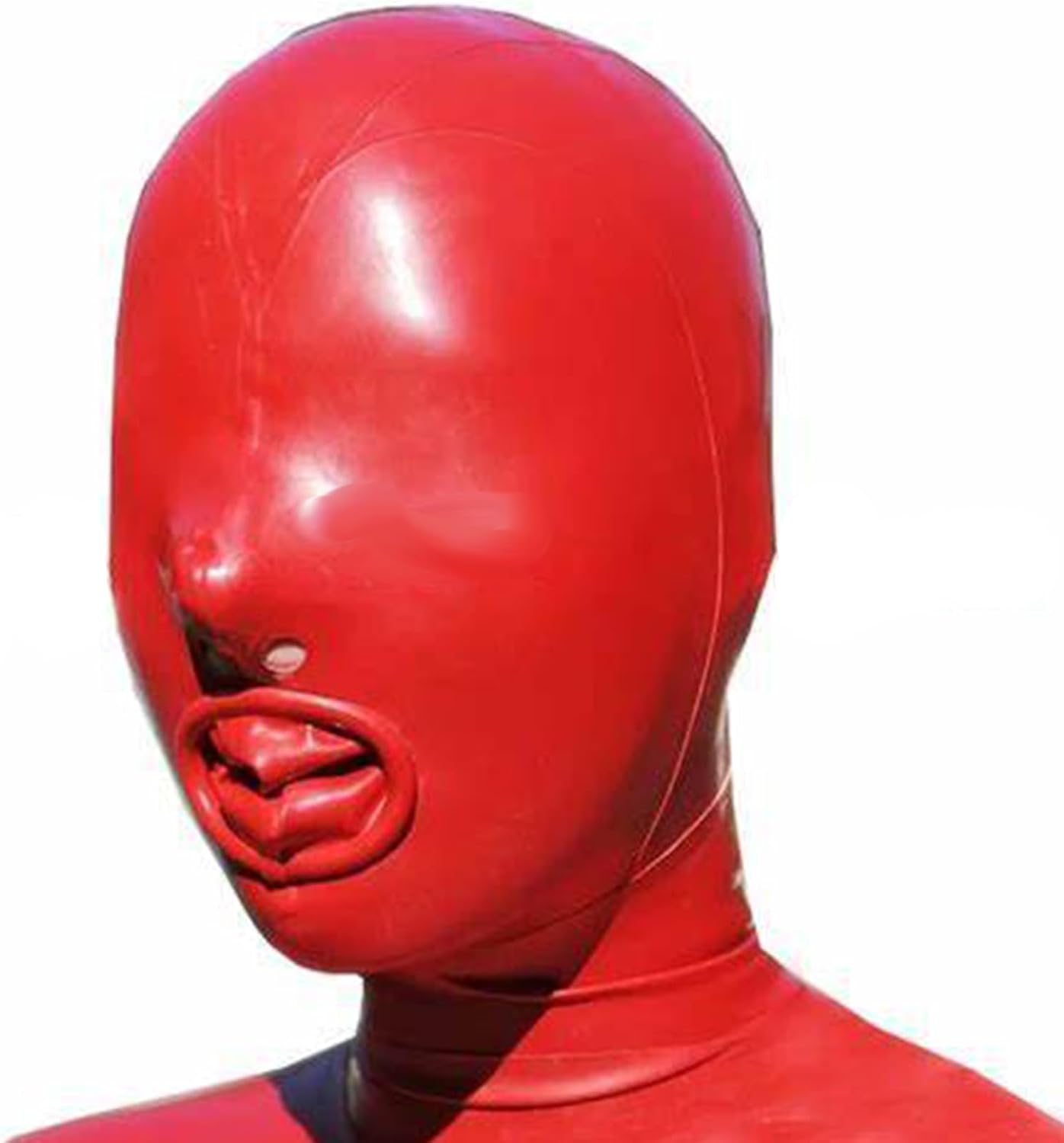 Latex Hood Rubber Face Head Cover All Inclusive Nostril Breathing Back Zipper for Unisex Party Handmade