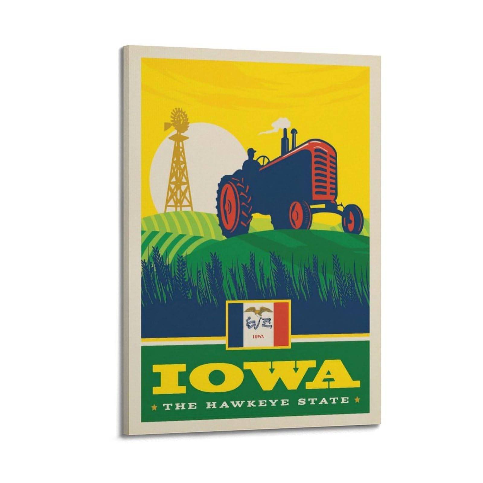 DLJGDS Vintage Travel Posters Iowa State Pride Decorative Painting Canvas Wall Posters And Modern Family Bedroom Decor 24x36inch(60x90cm)