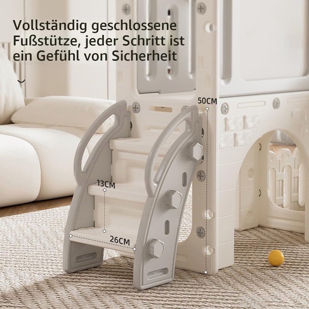 Kinderrutsche Outdoor, Garten Rutsche Outdoor und Indoor, Eine Geeignet für Babys im Alter von 1-4 zum Spielen, Sichere und Zuverlässige Gleitschwingenkombination (XST-Grey White)