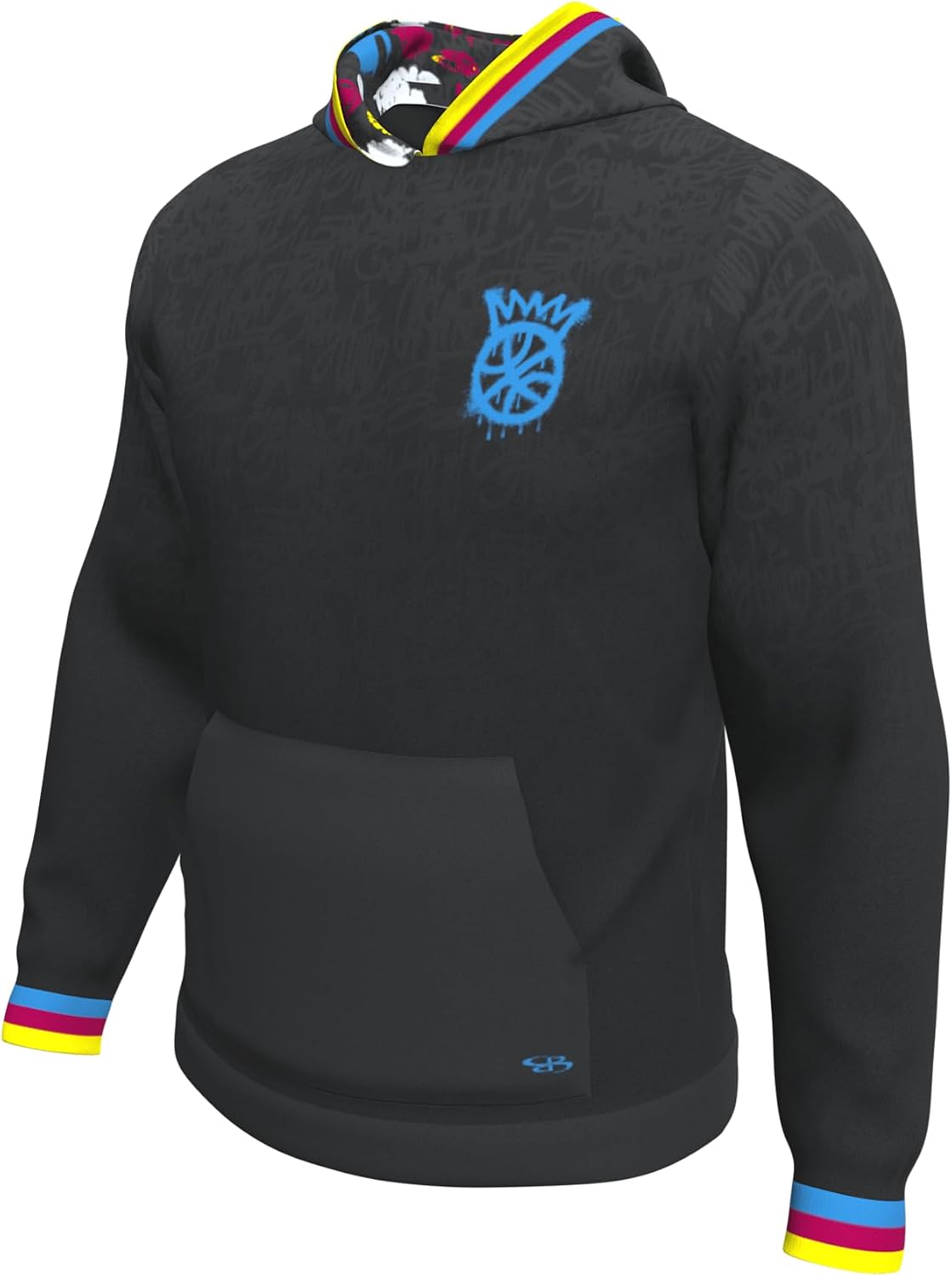 Boombah Supreme Tech Fleece Hoodie Youth Athletic Pullover Soft Interior, Boys & Girls Sweatshirt - Graffiti Basketball
