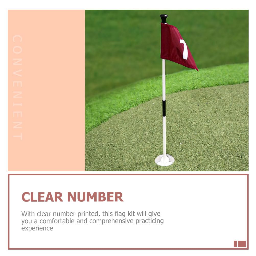 BESPORTBLE Golf-Flaggenstab, Golfflaggenstäbchen mit Bechern, Golf-Pin-Flaggenloch-Set, Grüne Flaggen und Stangen, Nummerierte Golfflaggen für Driving Range Hinterhof, 83cm