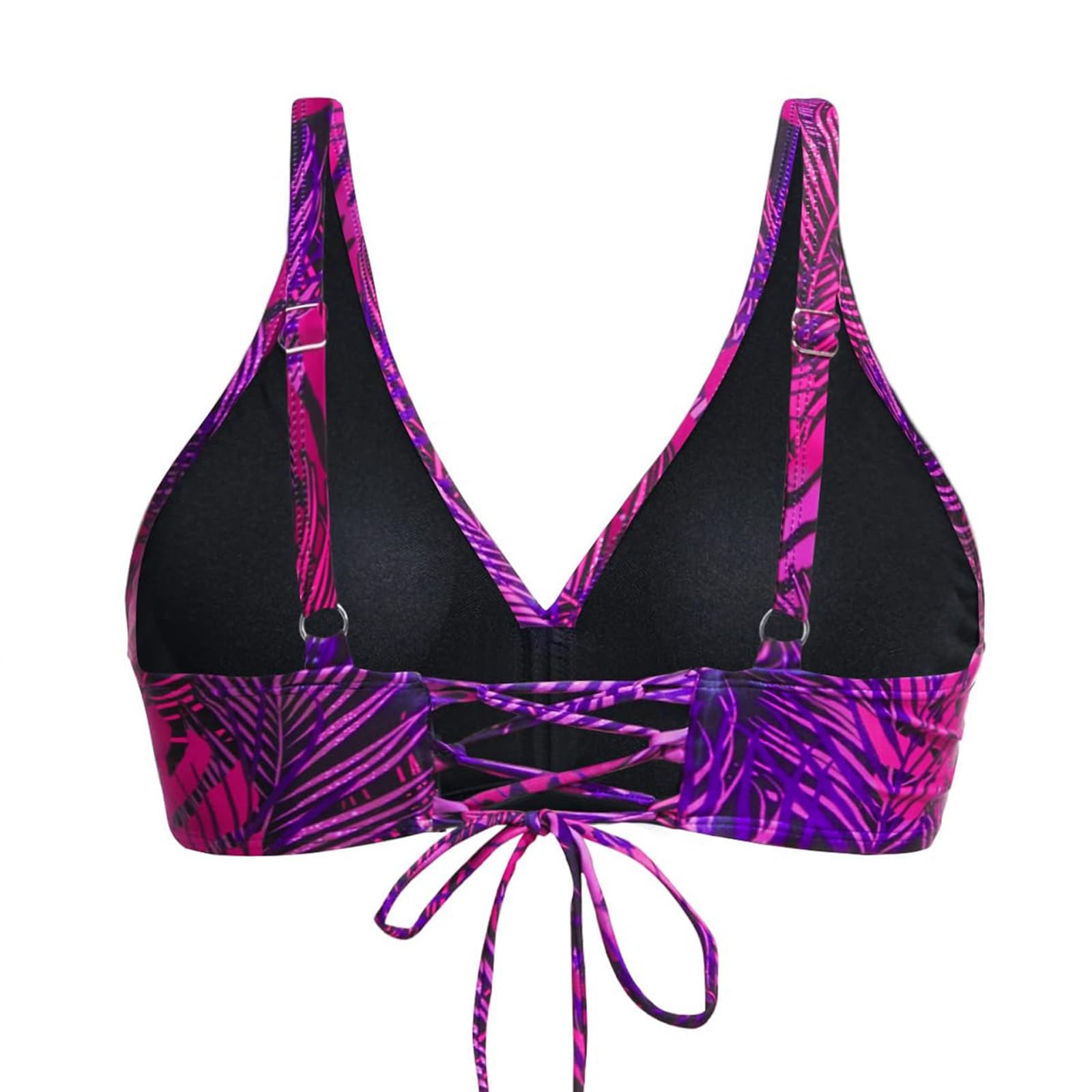 Bikini damskie zestaw top pełne pokrycie bez dołu stroje kąpielowe push up biustonosz sportowy kostiumy kąpielowe topy, fioletowy, XL