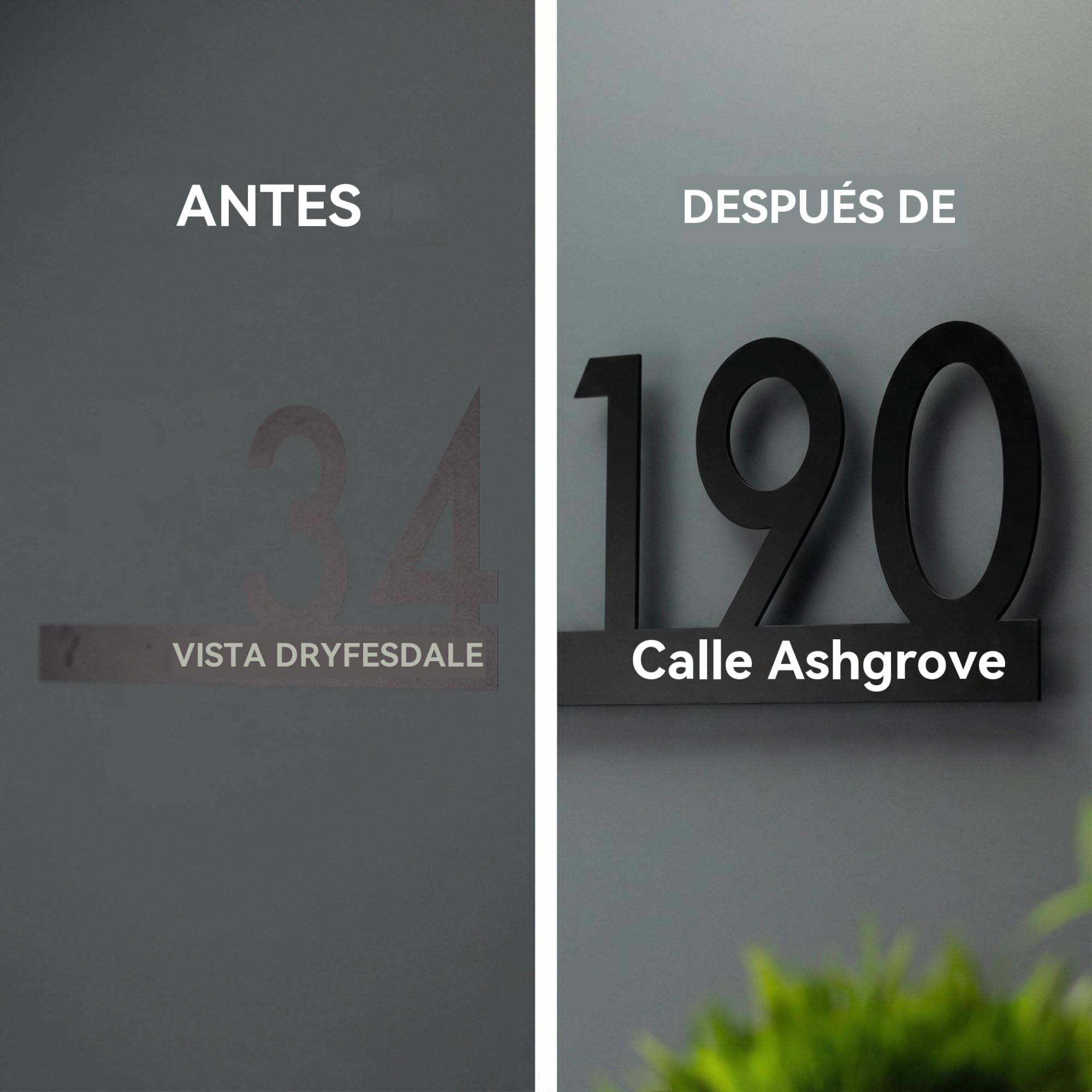 Números para Casa Exterior Personalizado - Letrero de Puerta de Acrílico Grabado en 3D Personalizado, 5 Tamaños y 3 Opciones de Color para Placa de Número de Casa y Dirección(Negro)
