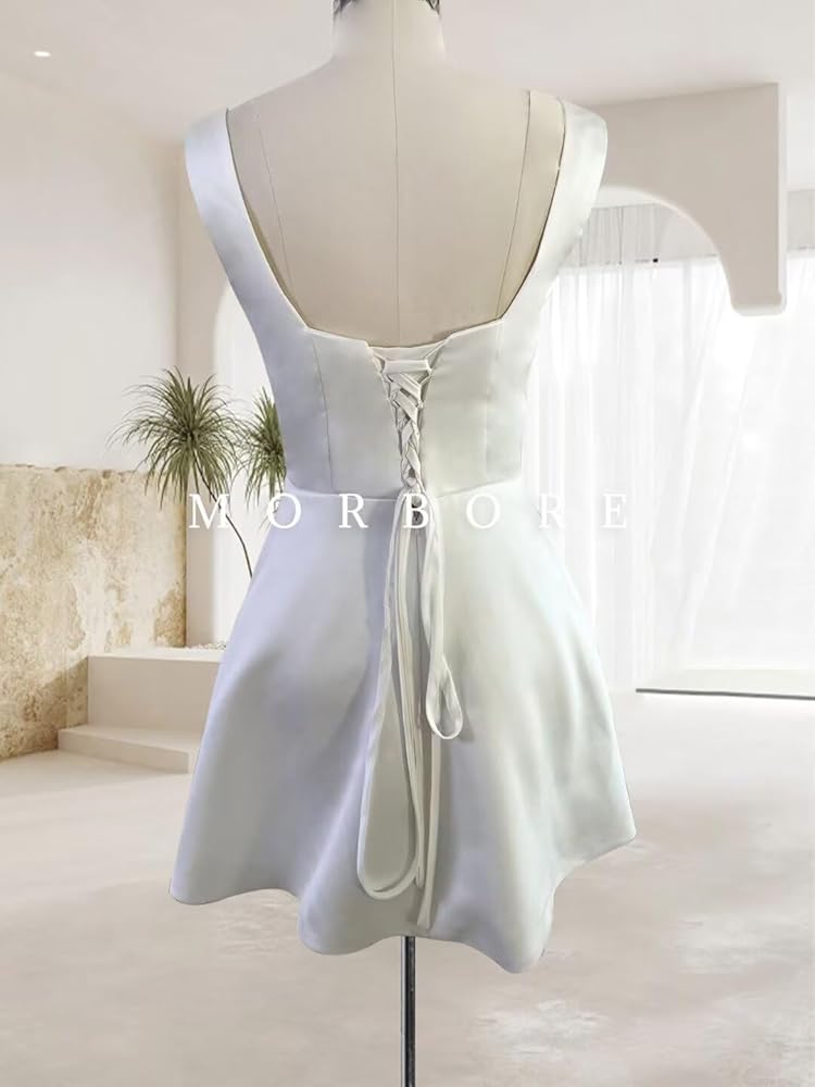 sachin and babi light blue dress Cap Sleeves Satin Short Wedding Dresses for Bride A Egypt
