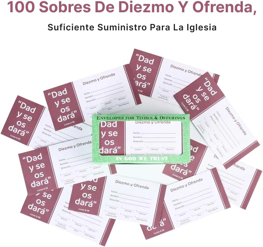 Spanish Envelope for Tithe and Offering - Sobre en Español Para Diezmos Y Ofrendas Church Envelope Sobre de la Iglesia Church Supplies