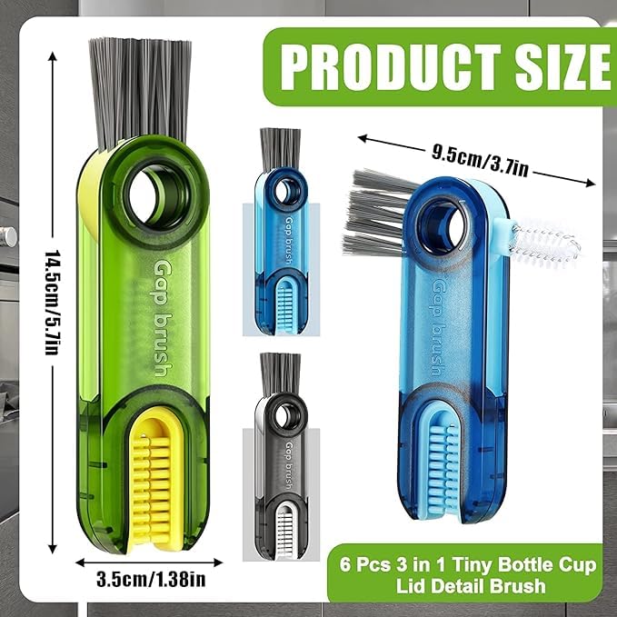 Sarthu 3 in 1 Multifunctional Cleaning Brush, Gap Cleaning Brush Multifunctional Cleaning Brush (Multi Color pak of 3) 3