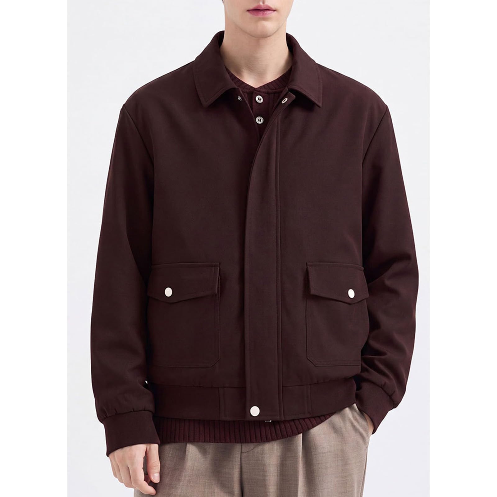 Generisch Arbeitsjacke Herren CollegeJacke Bomberjacke Übergangsjacke Mit Reißverschluss Softshelljacke Mit Taschen Freizeitjacke Einfarbig Windbreaker Locker Herrenjacke Herbstjacke