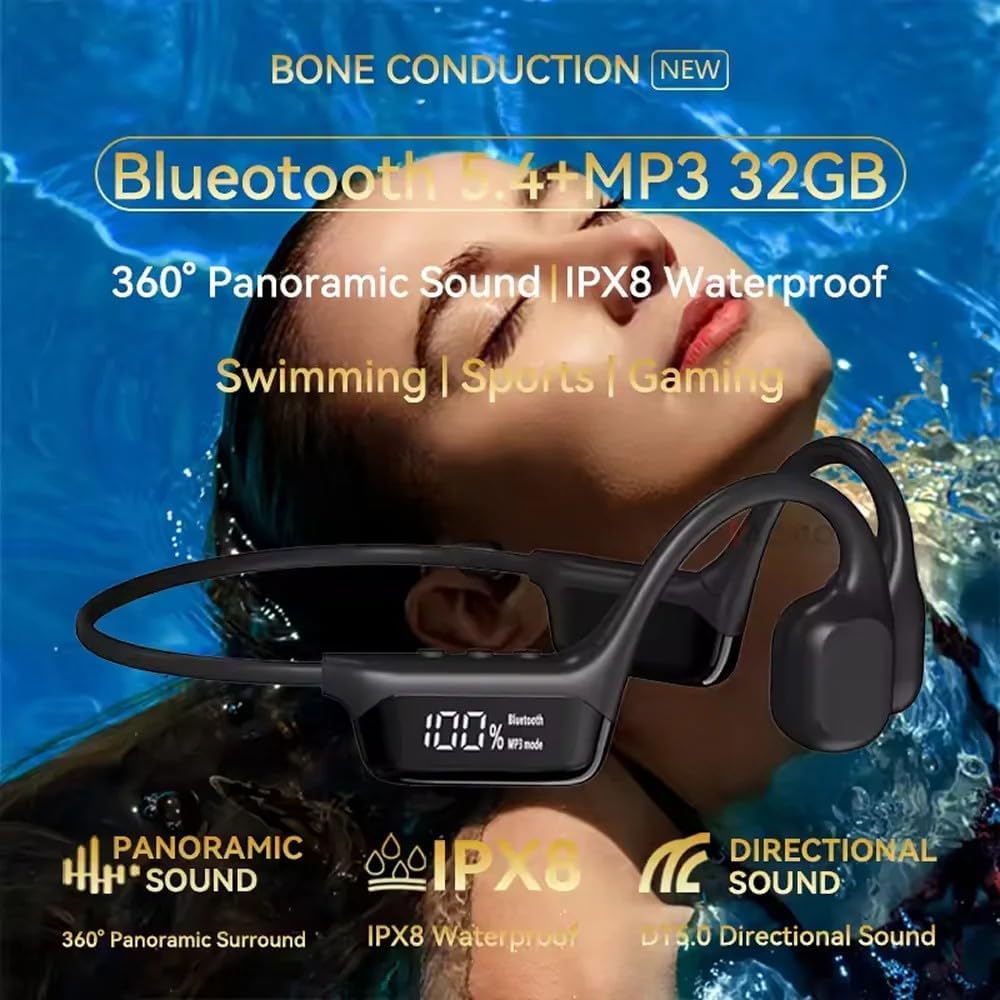 Genérico Cranovib V2 Auriculares Natación, Auriculares Impermeables Beatosync para Natación, Auriculare De Conducción ósea Premium, Auriculare Inalámbricos Bluetooth para Correr Y Nadar (Red)
