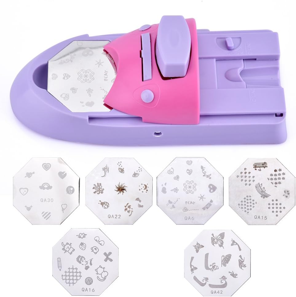 Nail Art Printer Printing Manicure Machine Stamp Set with 6 Metal Pattern Plates Scraper Printing Chart Plate