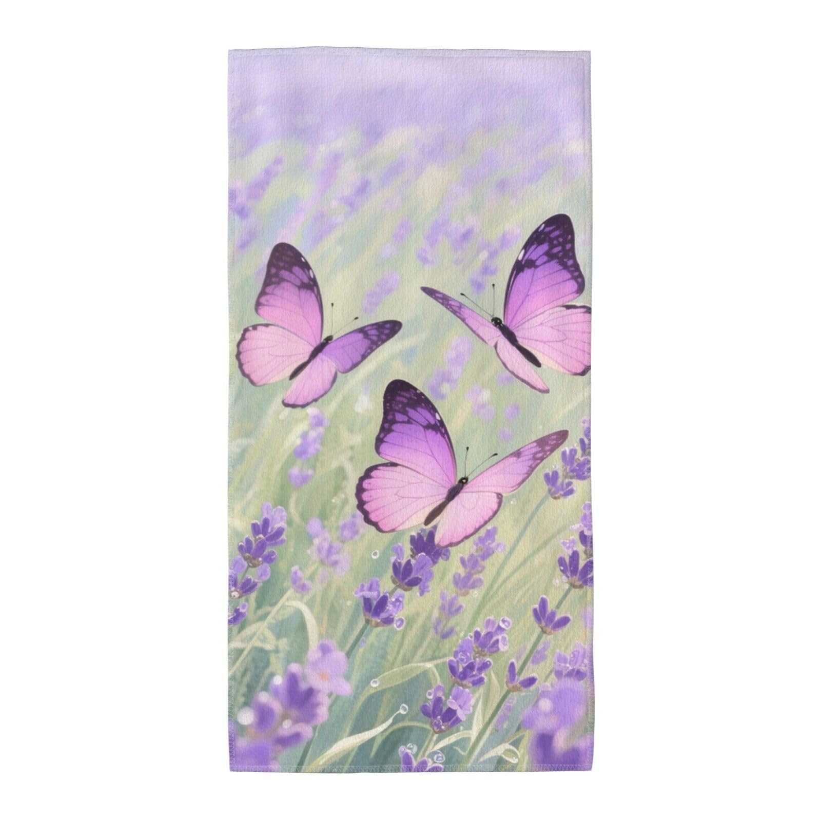 FekiLoot Absorbent Hand Towels 13.8"X27.5" Decorative Bathroom Towel Soft Microfiber Face Towel Butterfly Dish Kitchen Towels for Bathroom Kitchen Hotel Spa Bath Towels