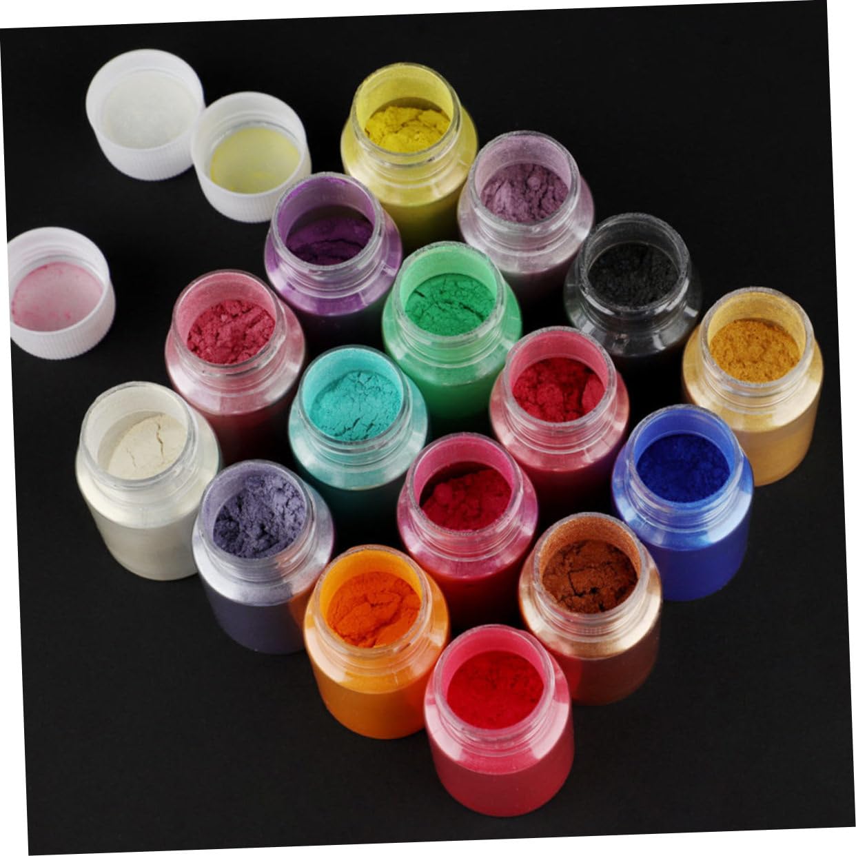 16 Farben Perlglanz Mica Puder für Epoxidharz und Nagelkunst 16 Flaschen Feine Deckkraft Glatter Glanz für Selbstgemacht
