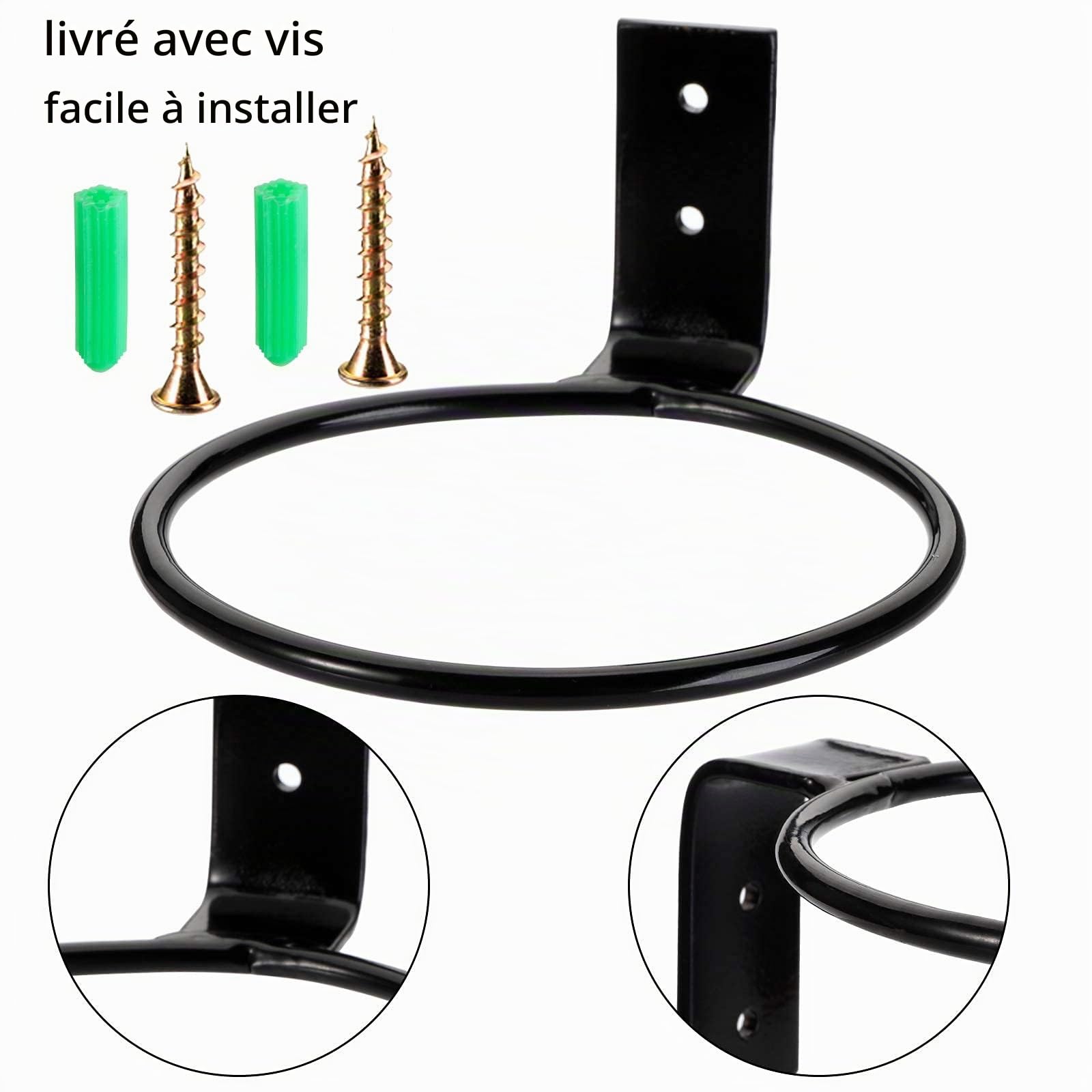 WUWEOT 6pcs Support Mural pour Pot de Fleur 10cm Anneau de Pot de Fleurs en Métal avec Vis Crochets de Jardinière pour Tenir Les Pots de Fleurs Support de Plantes Mur pour Maison Jardin Balcon Noir