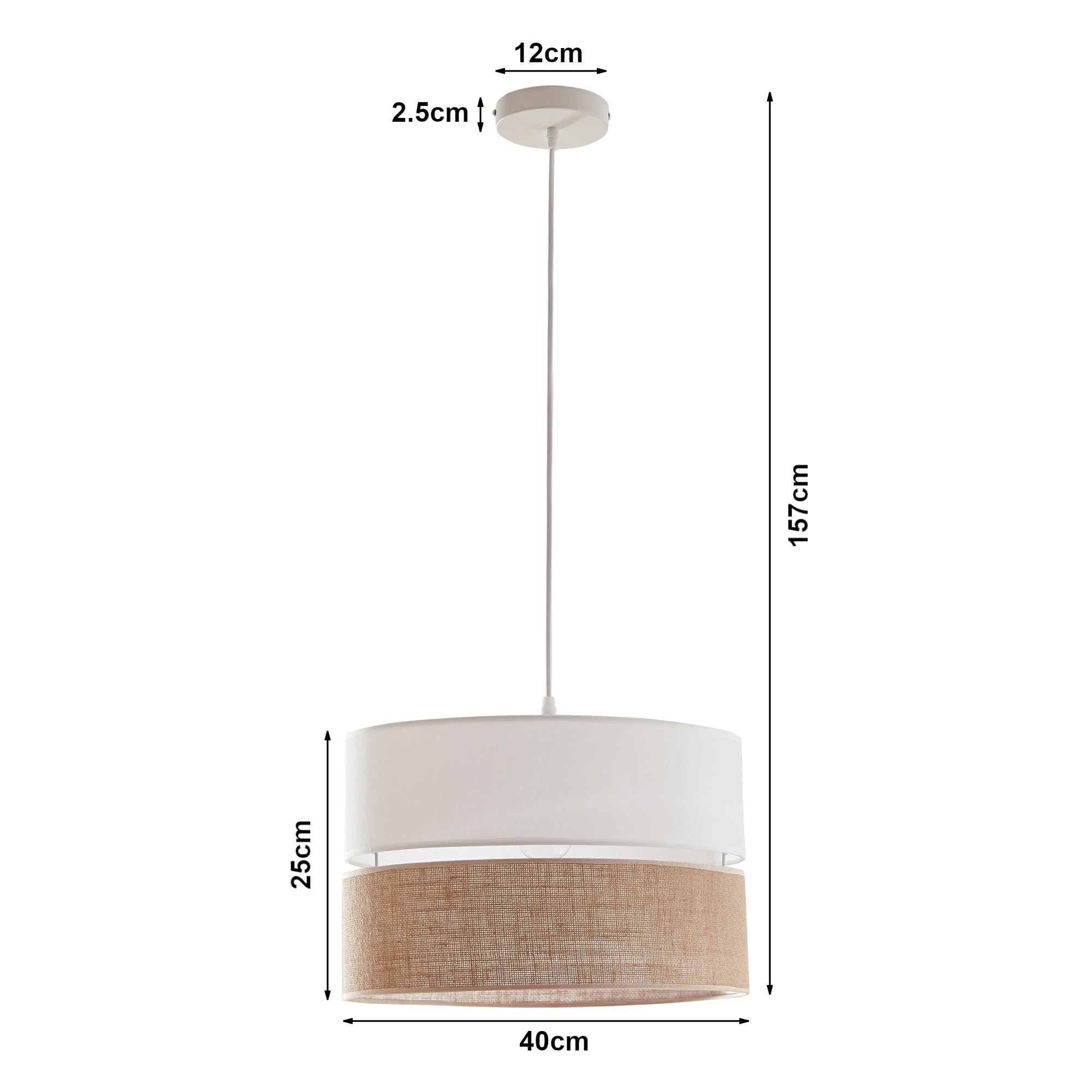 lux.pro Lámpara Colgante Barton Lámpara de Techo con Pantalla Doble Superpuesta E27 máx. 60 W Salón Oficina Despacho Metal 25xØ40 cm - Blanco/Efecto lino