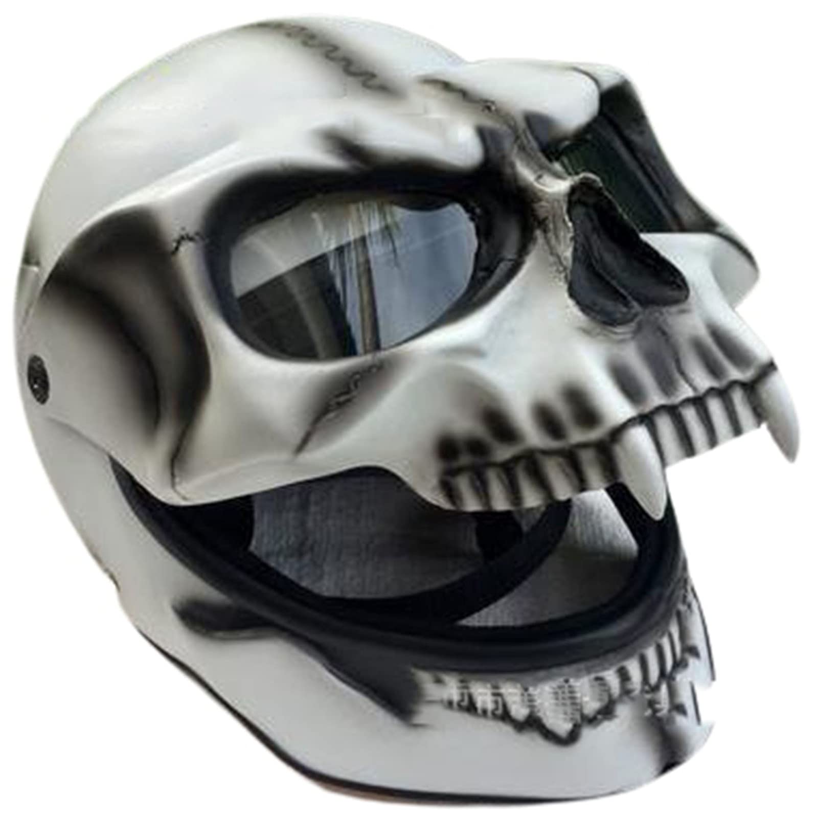 Maschera di Halloween Negromante Casco Teschio, Decorazione Horror Testa Completa Maschera Teschio/Casco Mascella Mobile, Visiera Teschio Scheletro Casco Moto Flip Up D(PVC),XL