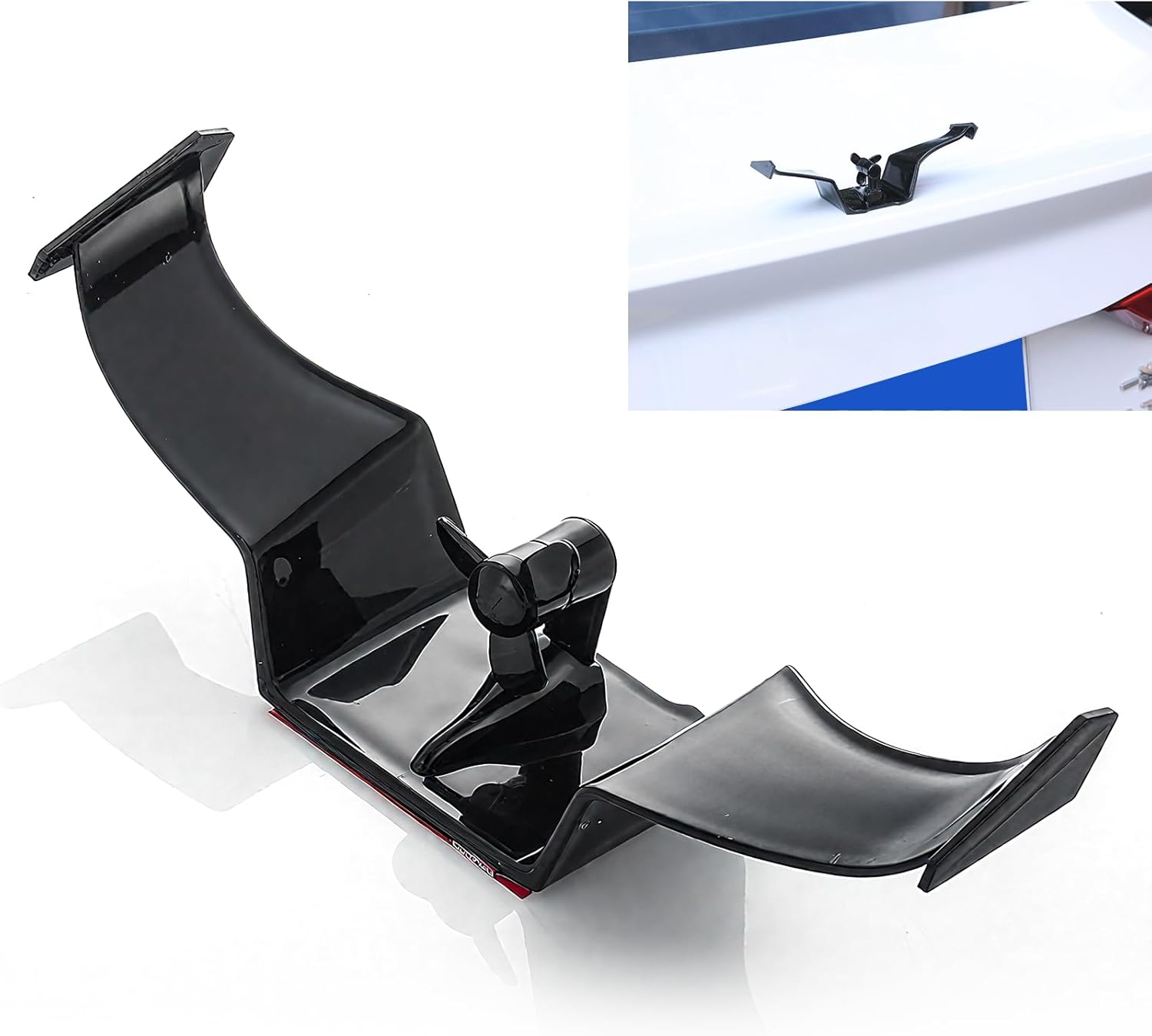 Qurbuns 7.48" Black Mini Car Spoiler Wing with Spinning Propeller - Self-Adhesive Universal Rear Spoiler for Sports Aircraft Look