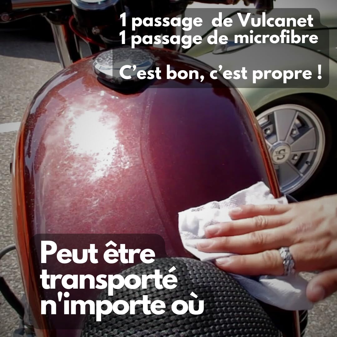 Vulcanet - Nouveau - 80 Nettoyants Auto Moto + Microfibre + Pinceau de précision + Pochette Transport, Nettoie, Dégraisse, Protège - Alcantara Race Tex - Peinture Mat/Brillant, Int/Ext, sans Eau
