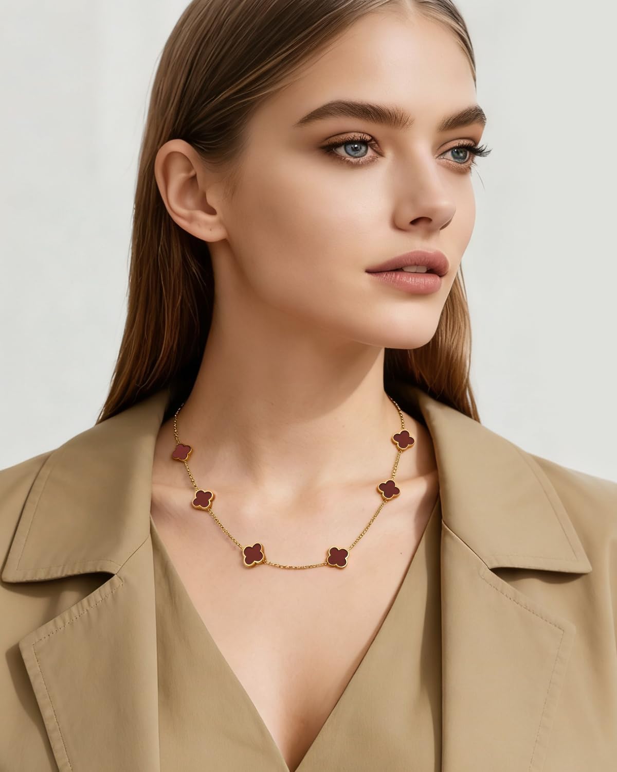 18K Gold/Silver Plated Four Leaf Clover Necklace Dainty Non Tarnish Gold Necklace for Women Trendy Lucky Jewelry Gift Valentines Day Gifts - Image 3