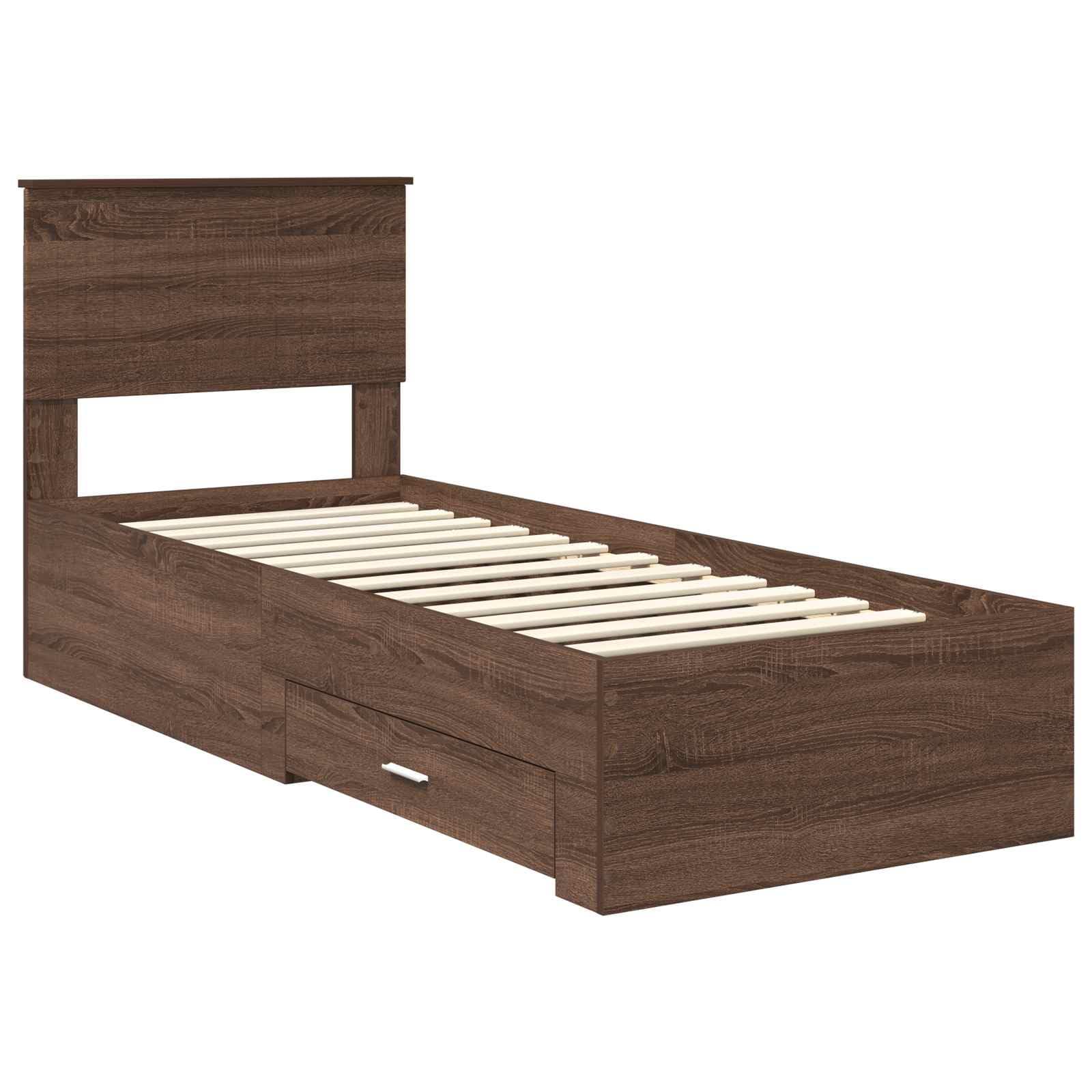 Madera con cajones dormitorio moderno Roble Marrón y Plata 193 x 78 x 90 cm