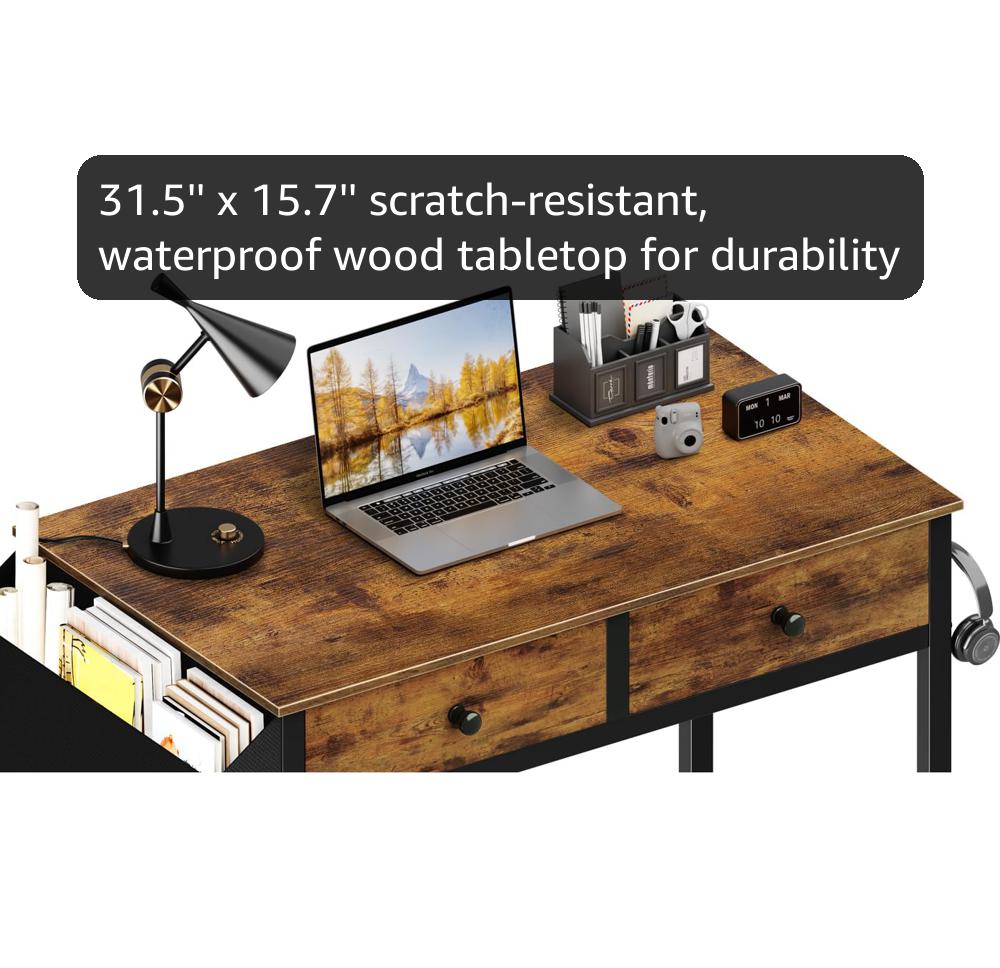Amazon.com: Lufeiya Small Computer Desk with 2 Drawers for Bedroom