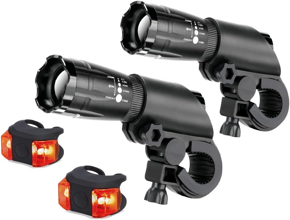 Bike Light Set, Super Bright 240 Lumen LED Bicycle Headlight Safety Flashlight, Best Front and Rear Cycle Lighting Headlight and Taillight, for Kids Men Women Road Cycling, 2 Pack