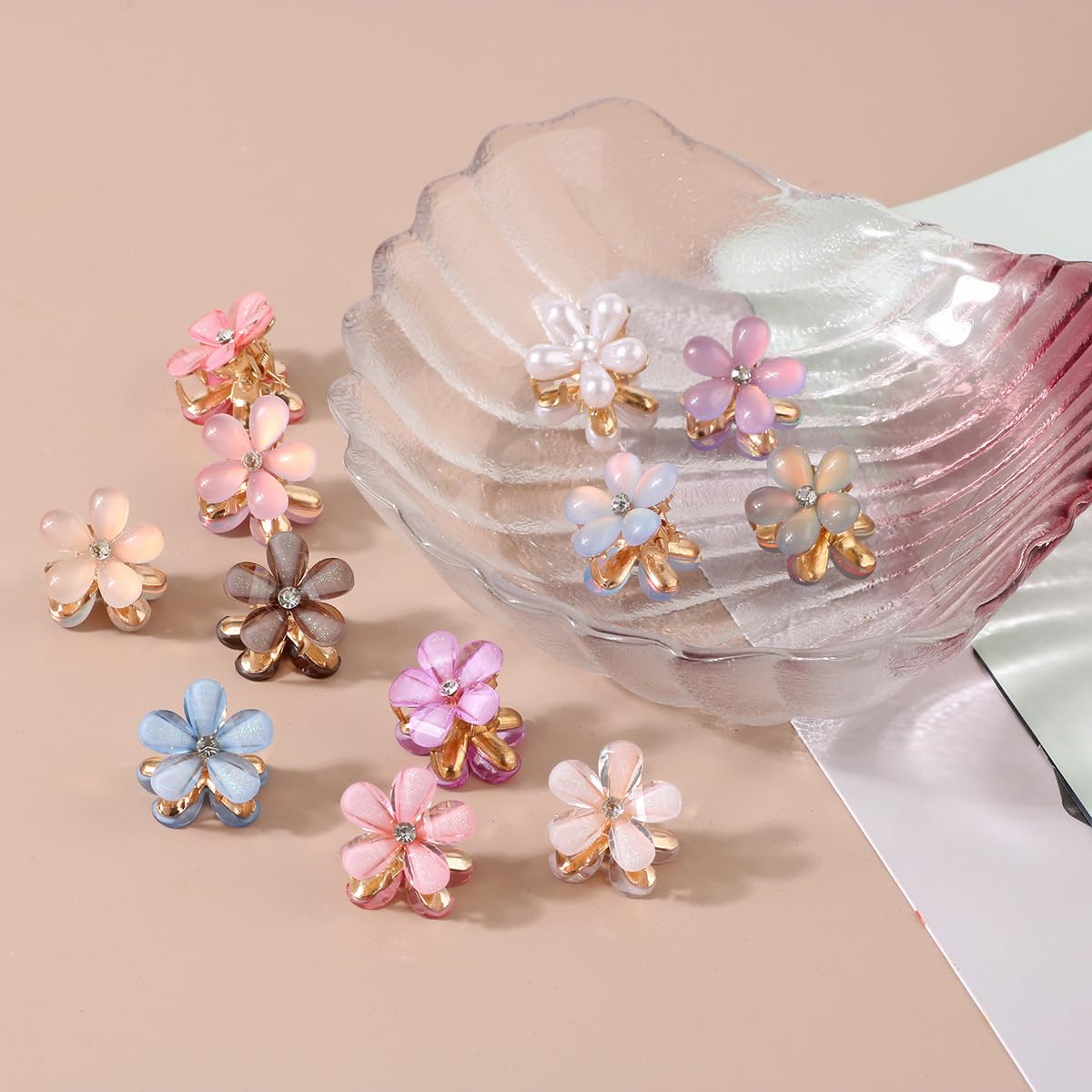 Amazon.com : Eliongpu 20Pcs Mini Flower Hair Clips Crystal  display picture 1