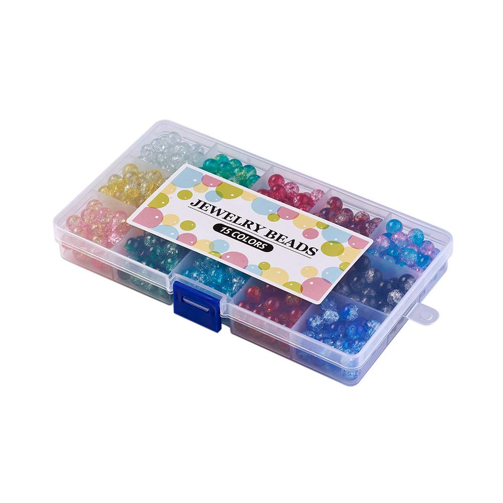 Cheriswelry 300 Glasperlen Transparent – 6/8/10 Mm, Mit Glitzer, Für Schmuck & Deko, Lachs-Farbe