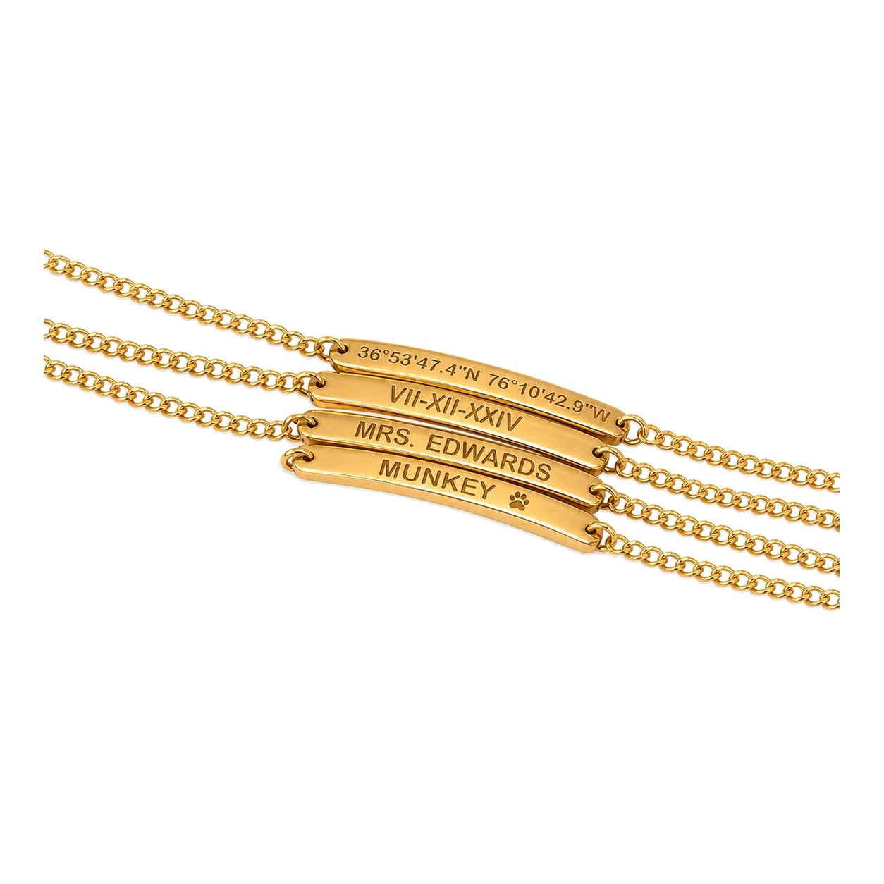 Nombre grabado Brazalete de la barra plata de ley 925 eslabón cubano cadena Mensaje Pulseras damas de honor hechos a mano