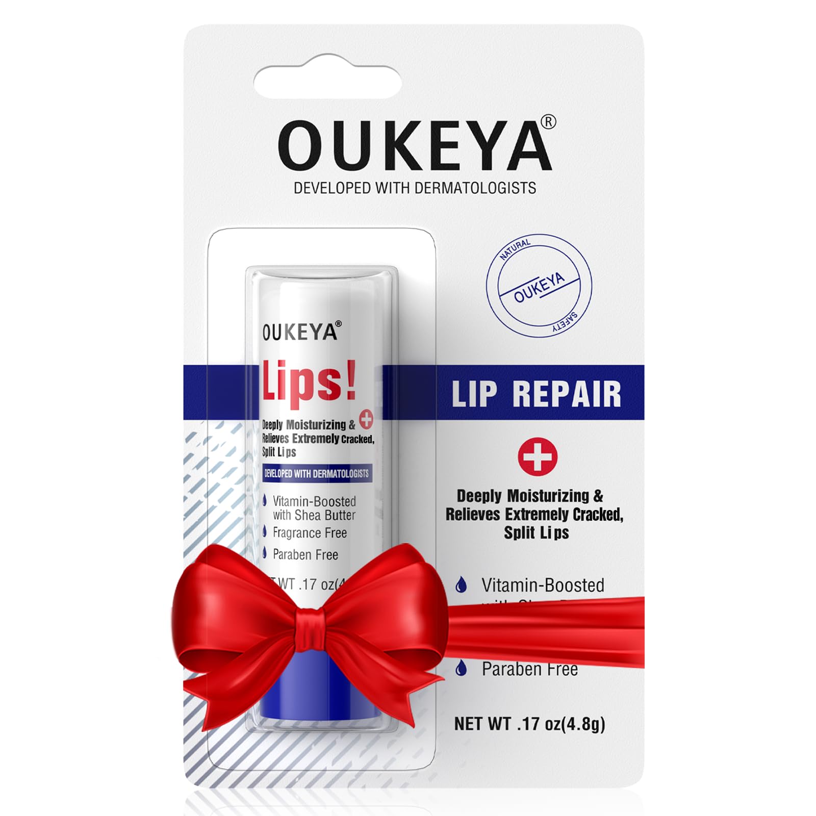 OUKEYA Lip Balm Medicated Hydrating w/Petrolatum, Shea Butter, Beeswax, 100% Natural Ingredients, Organic Lip Butter Balm & Moisturizers Lip Repair For Dry Cracked Lips Overnight Lip Treatment