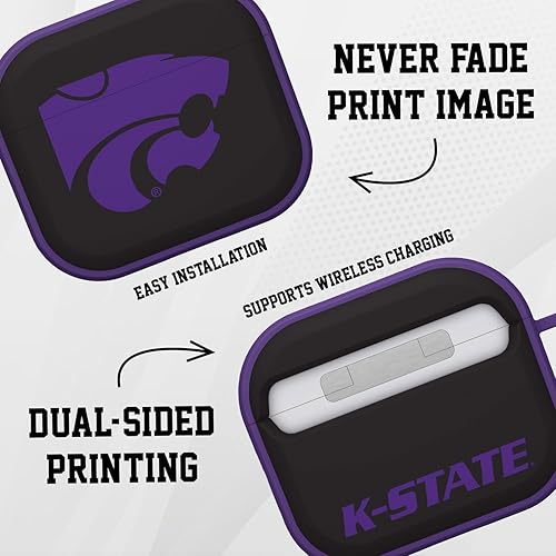 Vista 2 de AFFINITY BANDS Kansas State Wildcats HDX - Funda compatible con Apple AirPods Gen 3 (negro clásico)