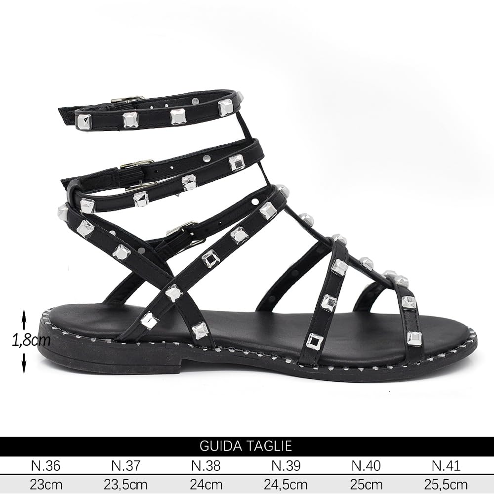 IF Fashion S060136 - Sandalias de verano para mujer con tachuelas de piel sintética