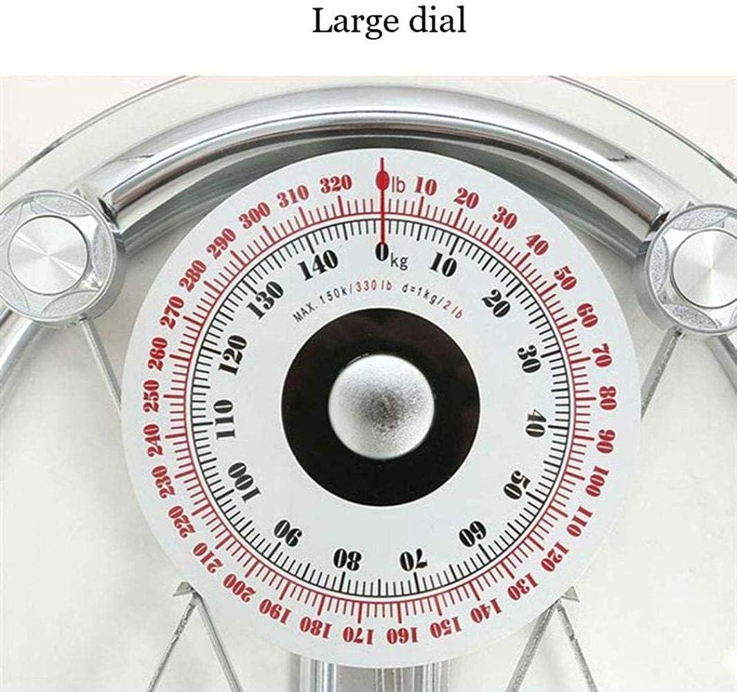 Professional Analogue Bathroom Scales, Batteryless Mechanical Scales, 8mm Transparent Tempered Glass, Accurate Weighing, Measures in Pounds and Kilograms
