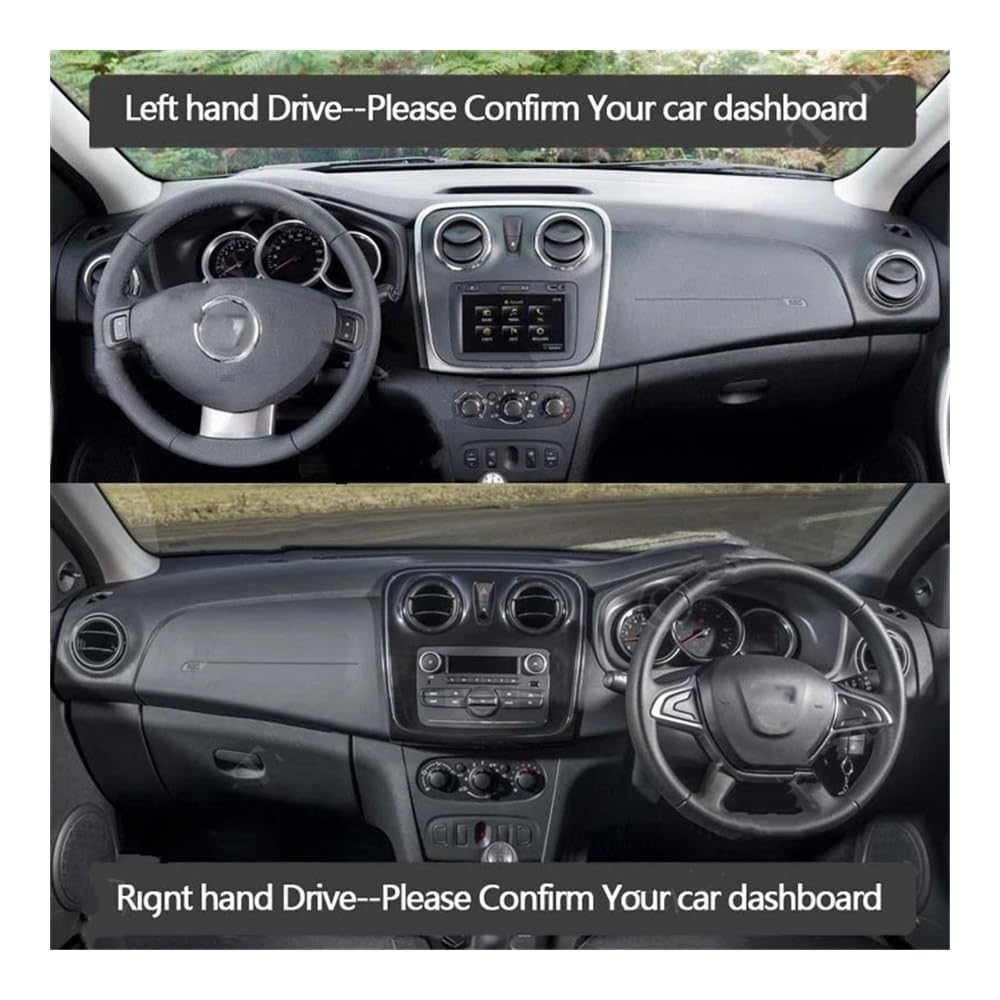 Auto Cruscotto Copertura Per Dacia Per Sandero Stepway II 2 RS 2013-2018 2019 2020 Tappetino Copri Cruscotto Parasole(Black Edge,Left Hand Drive)