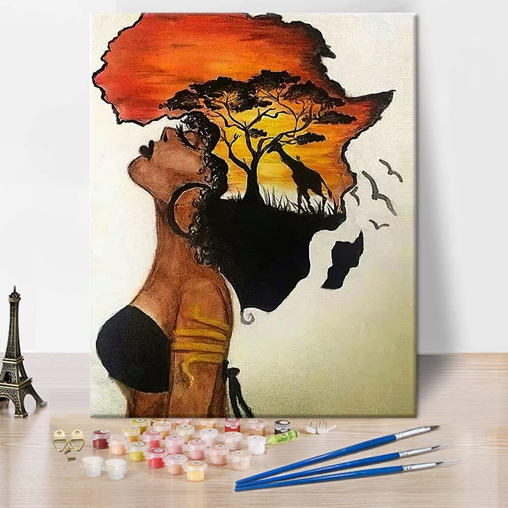 TUMOVO African American Paint by Numbers Black Girls Oil