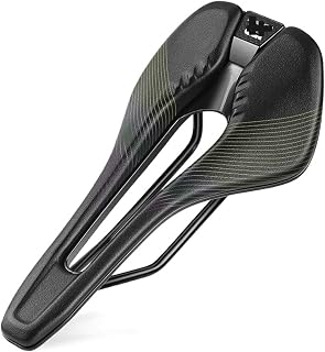 Sillín de bicicleta hueco para bicicleta, asiento de carreras, cojín de cuero suave, apto para hombre, piezas de ciclismo de carretera, sillín de bicicleta (amarillo mejorado)
