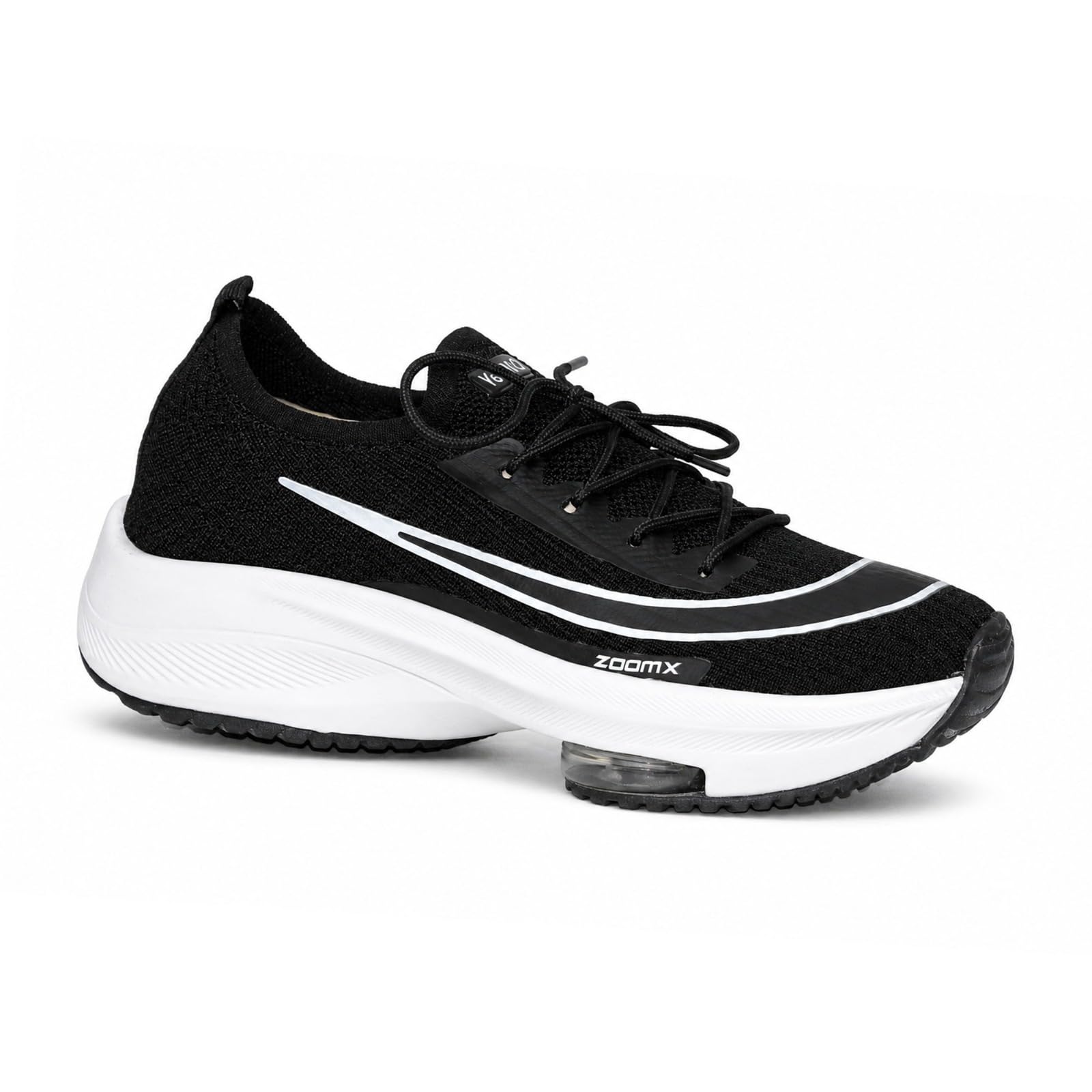 Yes'No Men's Sports Shoes | Lightweight Mesh Running Shoes with Soft Cushioning & Lace-Up Design | Comfortable Slip-On Sneakers for Walking, Jogging, Gym 2” Curved Heel, Black-picture-25