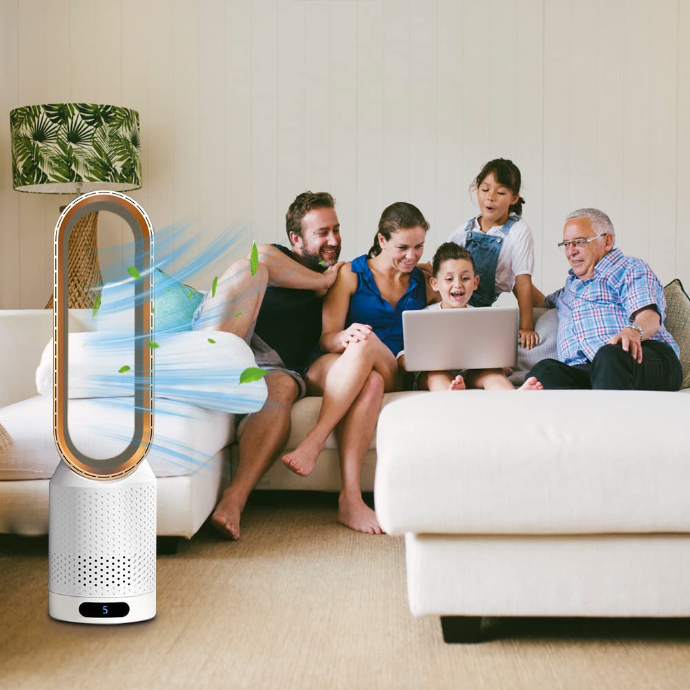 Solace Ventilatore a Torre,Ventilatore Senza Pale, 20 pouces,Oscillante a 80°,Con Telecomando, 8 Velocità,Timer 2 ore, Ventilatore a Torre per Soggiorno e Camera da Letto (04.)