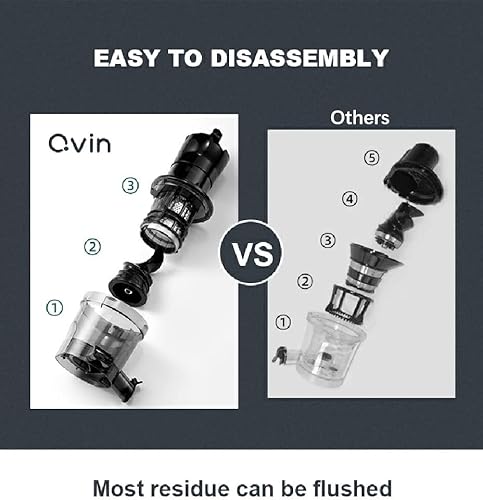 Miniatura 6 de Qvin - Exprimidor de prensa en frío, máquinas exprimidoras lentas con canal grande y ancho de 3 pulgadas, exprimidor eléctrico de nutrientes para