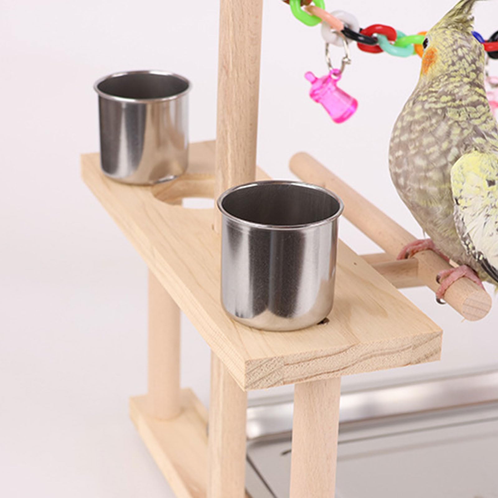 PANGBOER Lovebirds Papageienkäfig Sitzstange Ständer Brücke Schaukel Set Klettern Holzbrücke Trainingsspielzeug für Haustier Vogel Vogelspielzeug Set