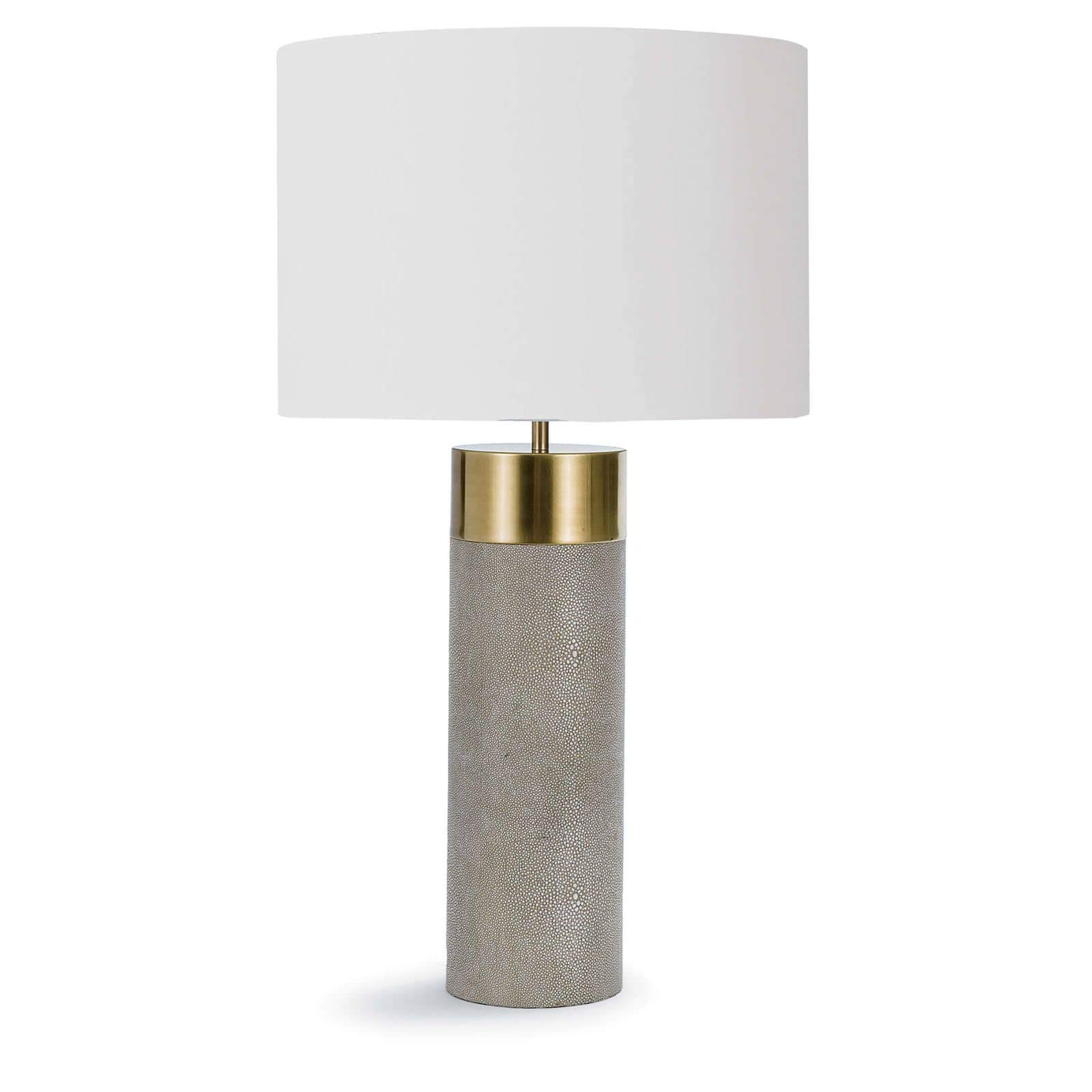 Regina Andrew Pastel Grey Harlow Ivory Cylinder Decorative Table Lamp | Standing 27 inches Tall with Single 3-Way 150 Watt Max Socket and Linen Shade for a Living Room, Bedroom or Entryway