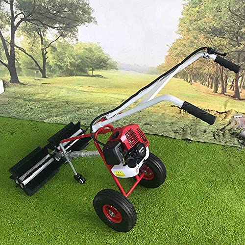 DNYSYSJ Sweeper Machine, Gas Broom Sweeper, Hand Held Broom, Driveway Sweeper Broom, 2-Strock 43cc Portable Gas Power Broom for Artificial Turf, Grass Brush Power Broom for Driveway, Walkway