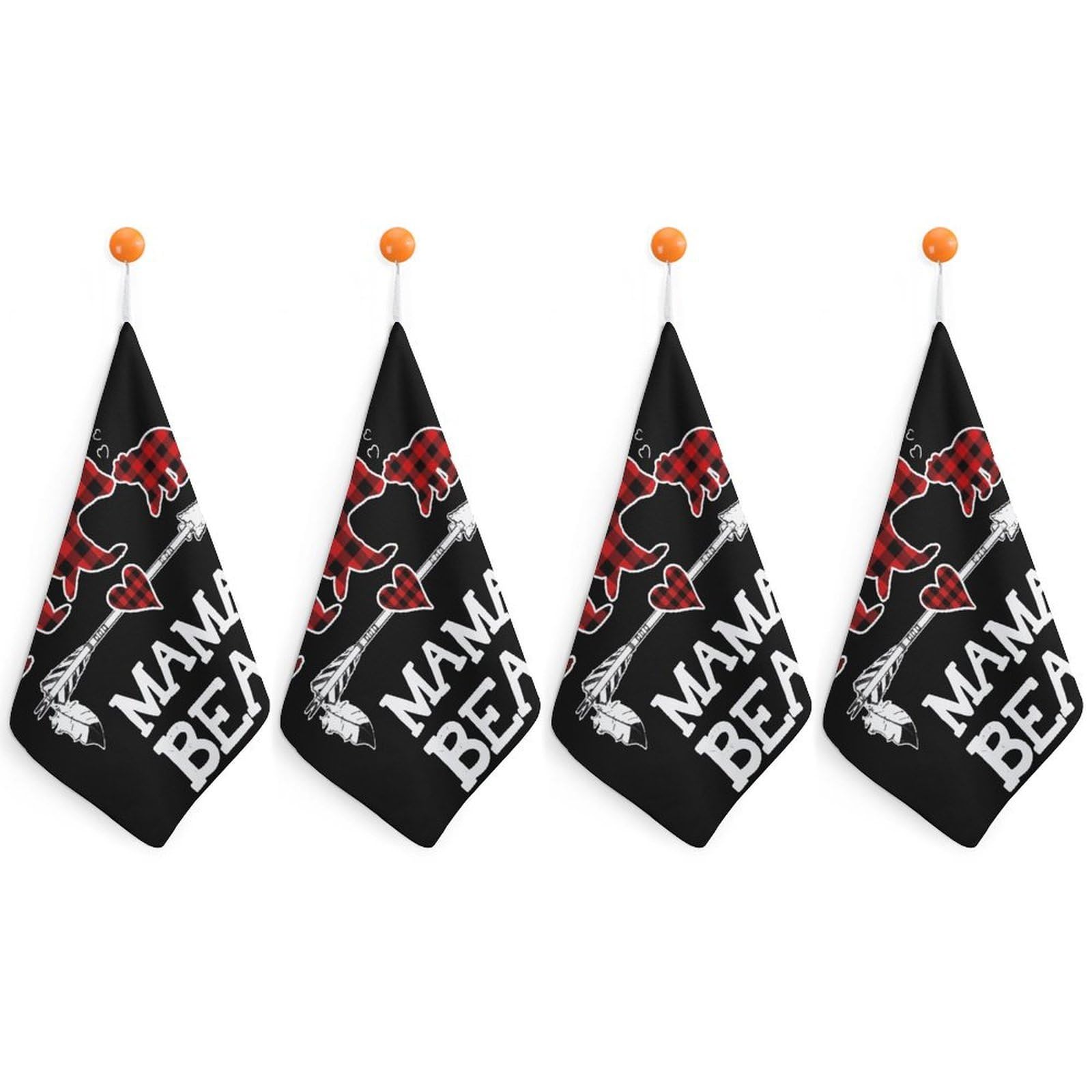 CGSBNGHA Red Plaid Buffalo Mama-Bears Hand Towel Hanging Face Towels Cleaning Cloths Handkerchief for Bathroom Kitchen